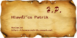 Hlavács Patrik névjegykártya